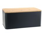 Chlebak metalowy z bambusową pokrywą CZARNY Metal Bread box with bambo board 22172374 NL BLACK
