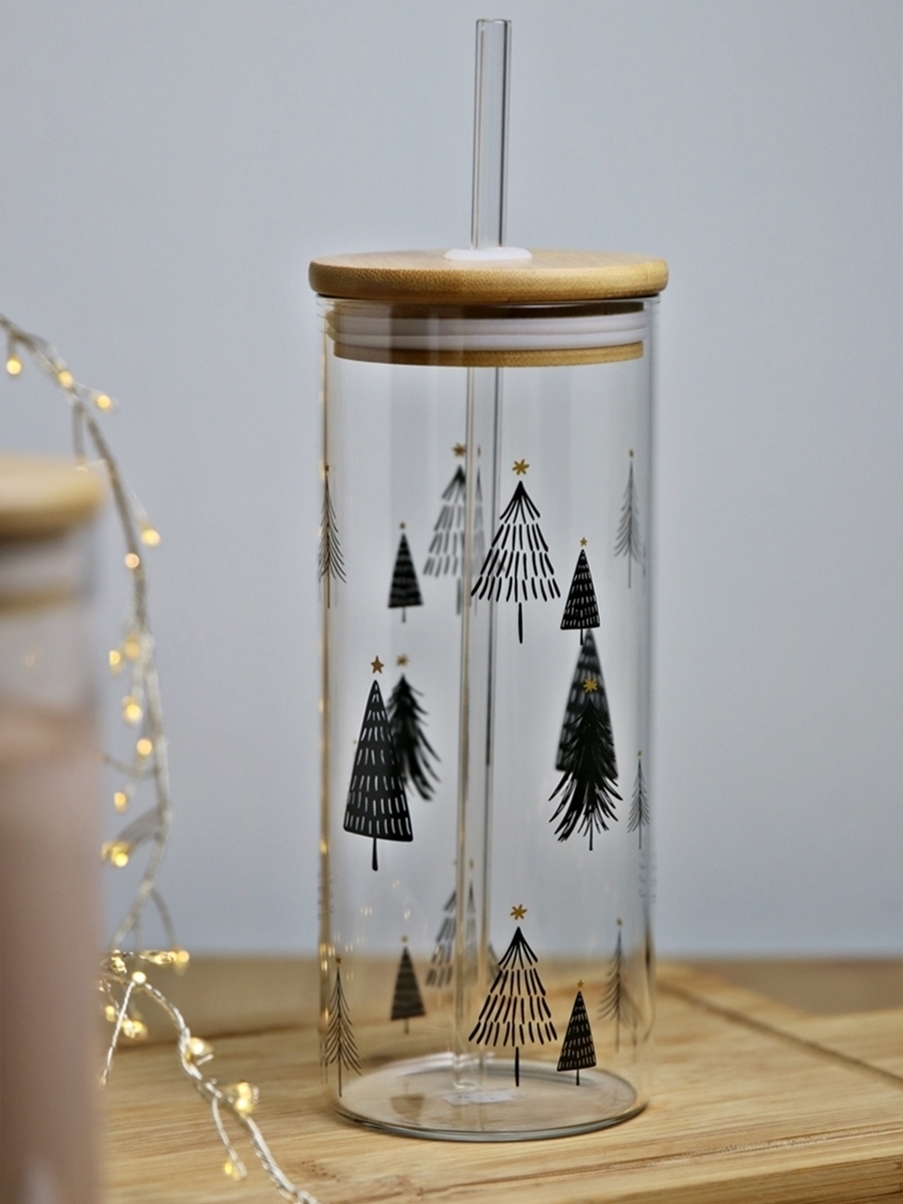 MPL Bidon szklany SMOOTHIE 400 ml ze słomką ZIMOWA MPL Water bottle for smoothie WINTER EDITION - obrazek 4