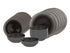 Ceramiczna linia EARTH zestaw obbiadowy 18 el czar Ceramic EARTH line dinner set black 24327376