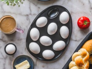 Porcelanowy półmisek na jajka CZARNY na 10 jajek Porcelain egg dish plate 10 holes 24302996 BLACK