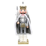 Deco figurka dziadek do orzechów złoty z kapą XXL  Wooden Nutcracker gold cape XXL 38cm 521770A