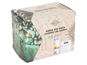 LED łańcuch led ziel czerw złote światło 400 diod  LED Chain 400 red green gold ip44 timer 23151346