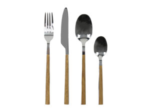 Sztućce zestaw 16 el rączką z imitacja drewna Cutlery set 16 pcs wooden look design 22081576