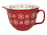 Ceramiczna linia ŚNIEZYNKA miska do mixowania z rą Ceramic SNOWFLAKE red mixing bowl 24302941