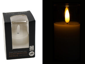 LED Świeca w szkle CZYSTA 3D płomień o5cmx10cm LED Candlelight glass CLEAR 3d flame o5cmx10cm