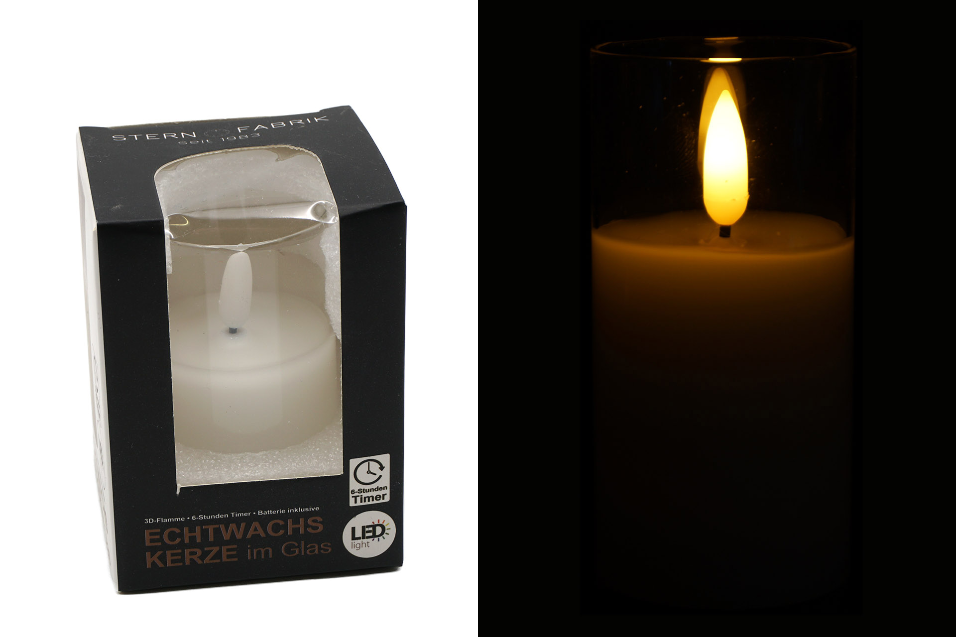 LED Świeca w szkle CZYSTA 3D płomień o5cmx10cm LED Candlelight glass CLEAR 3d flame o5cmx10cm