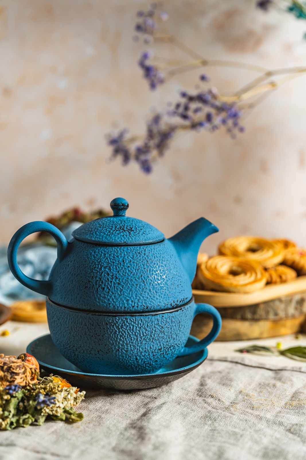 Żeliwny dzbanek i filiżanka TEA FOR ONE 0,4 l GIFT Cast iron TEA 4 ONE set 0,4l GIFT TURQUISE - obrazek 2
