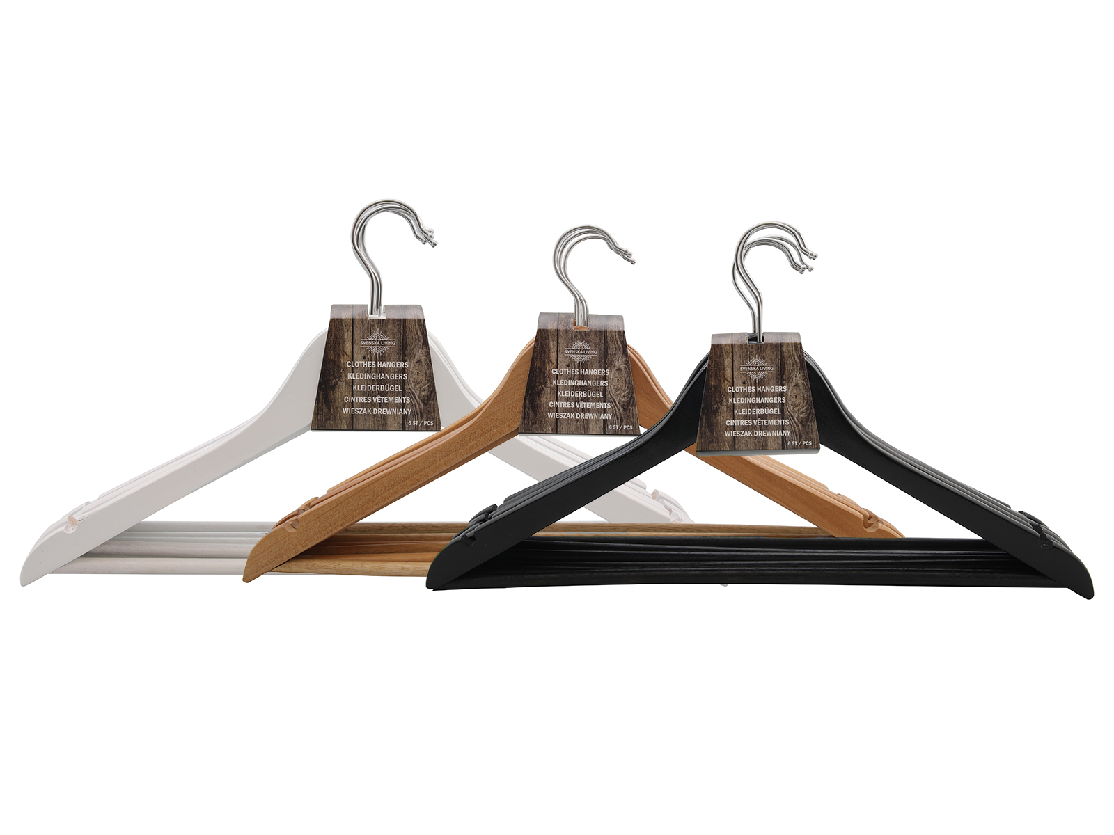 Wieszaki drewniane zestaw 5 sztuk, mix kolorów Wooden clothes hanger set 5 pcs 23494145