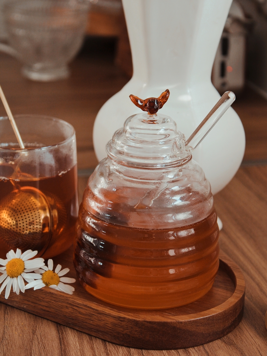 MPL Szklany pojemnik na miód PSZCZÓŁKA AMBER MPL Borosilicate glass honey pot with AMBER BEE - obrazek 2