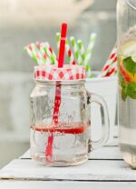 PARTY szklany kubek ze słomka 450 ml - 23468305 Glass Jar Mug with straw 450 ml - 23468305