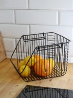 METALOWY druciany koszyk na OWOCE CZARNY PIĘTRO L Wire metal fruit basket STACKABLE L BLACK 23491546