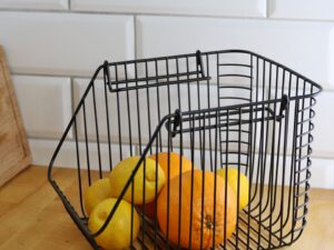 METALOWY druciany koszyk na OWOCE CZARNY PIĘTRO L Wire metal fruit basket STACKABLE L BLACK 23491546