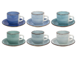 Ceramiczna linia BLUE - 12el kpl filiżanek do kawy Ceramic BLUE line coffe set 12 pcs 24327058