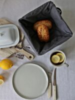 METALOWY druciany koszyk z materiałem na CHLEB kw Wire metal BREAD black basket 23 textil 23460976