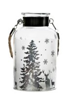 LED deco latarnia szklana śnieg drzewa 18cm ZŁOTE LED Deco lantern glass snow & tree 18cm 23144418