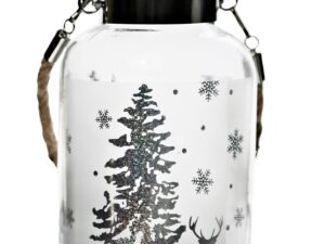 LED deco latarnia szklana śnieg drzewa 18cm ZŁOTE LED Deco lantern glass snow & tree 18cm 23144418