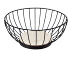 METALOWY druciany koszyk na OWOCE 28 cm CZARNY DRZ Wire metal fruit basket 28 cm  BLACK WOOD 23494124