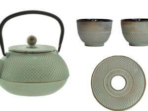 Żeliwny dzbanek zaparzacz  0,8 l GIFT zestaw MIĘTO Cast iron japanese teapot 0,8L GIFT SET MINT