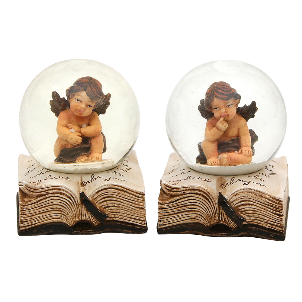 Zimowa kula śnieżna mini z aniołkiem 5 x 5 x 6,5 Snow globe Angel Figure on book 2-asst 50 1056