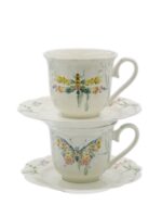 PAPILLON zestaw 2 filiżanek 220 ml ze spodkiem Ceramic PAPILLON set of 2 cups 220 ml with saucers