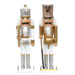 Deco figurka dziadek do orzechów złoty/srebrny30cm Wooden Nutcracker gold/silver XL 30 cm 521769