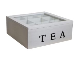 Drewniane pudełko do herbaty białe 9 kwadrat Wooden tea box white 9 square 23201062