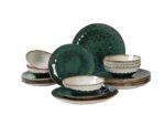 Ceramiczna linia OMBRES serwis 18 el ZIELONO SZARY OMBRES line dinner set 18 pcs GREEN GREY