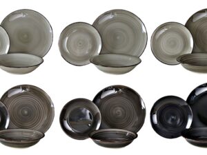 Ceramiczna linia LOFT- serwis 18 el mix SZAROŚCI Ceramic LOFT dinner set 18 pcs black grey 24327180