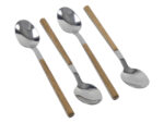 Sztućce zestaw 4 el rączką z imitacja drewna łyżec Cutlery set 4 pcs spoon wooden look desig 22081582