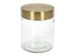 Szklany słoiczek z zakrętką w kolorze złotym 12 cm Glass jar with gold cover o10 x 12 cm 23468752