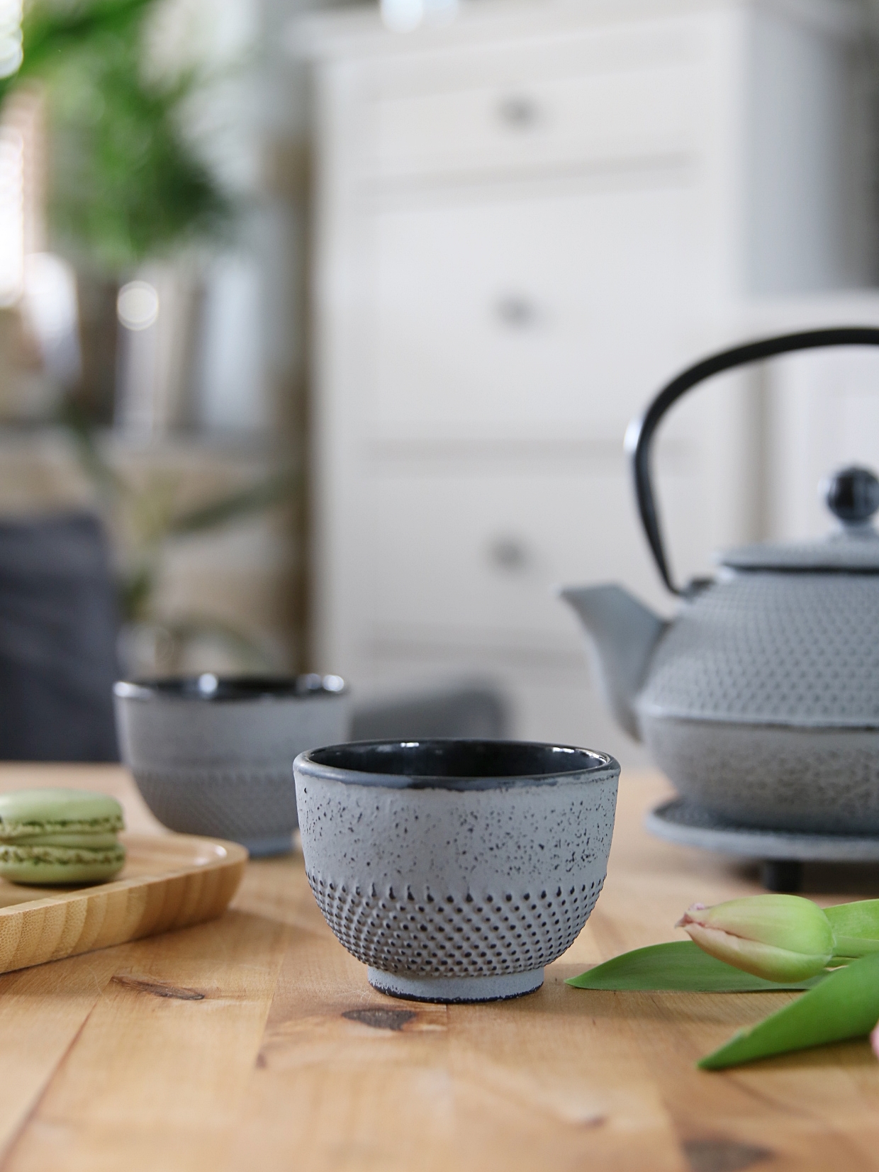 Żeliwne czarki do herbaty zestaw 2 szt ONE szary Cast iron japanese cups set of 2 pcs ONE GREY - obrazek 2