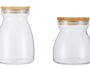 MPL szklane pojemniki 0,6 i 1l kpl bambus pokrywka MPL Glass container bamboo lid barrel set 2 pcs