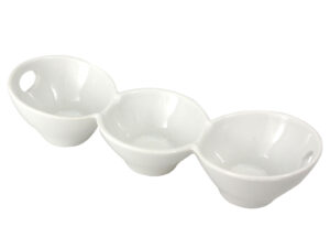 Porcelanowy połmisek do dipów 3 miski złączone Porcelain dip dish 3 bowls 24303072