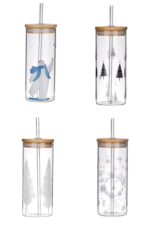 MPL Bidon szklany SMOOTHIE 400 ml ze słomką ZIMOWA MPL Water bottle for smoothie WINTER EDITION