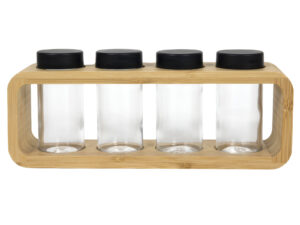 Bamboo serie 4 spice jars on holder 24501555 Bamboo serie 4 spice jars on holder 24501555