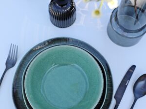 Ceramiczna linia FIRE zestaw obiadowy 18 el ZIELEŃ Ceramic FIRE line dinner set GREEN 24327378
