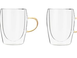 MPL szklanki termicze ze złotym uchem 300 ml kpl 2 MPL glass double wall set 2 pcs 300ML GOLD HANDY