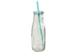 PARTY szklana butelka ze słomką KRATKA 400 ml Glass juicy / milk bottle straw 400ml 23468278