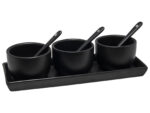 Ceramiczny zestaw patera plus 3 miski do dipów CZA Ceramic set plate plus 3 dip bowls BLACK 23472676