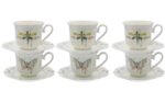 PAPILLON zestaw 6 filiżanek 220 ml ze spodkiem Ceramic PAPILLON set of 6 cups 220 ml with saucers