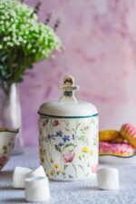 PANI KWIATEK ceramiczny pojemnik 11 h  MRS FLOWER ceramic jar h11 cm decal