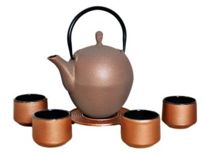 Żeliwny dzbanek zaparzacz 1,3 l GIFT MIEDZIANY zes Cast iron japanese teapot 1,3L GIFT COOPER set