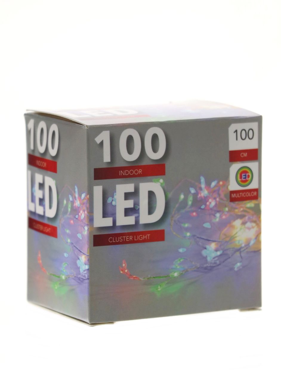 LED drucik gałązka kolorowe 100 diod 1m AA wewnętr LED wire cluster multi 100 light 1m 23139164 AA - obrazek 2