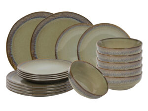 Ceramiczna linia STORM zestaw obiadowy 18 el BRĄZ Ceramic STORM line dinner set BROWN 24327379