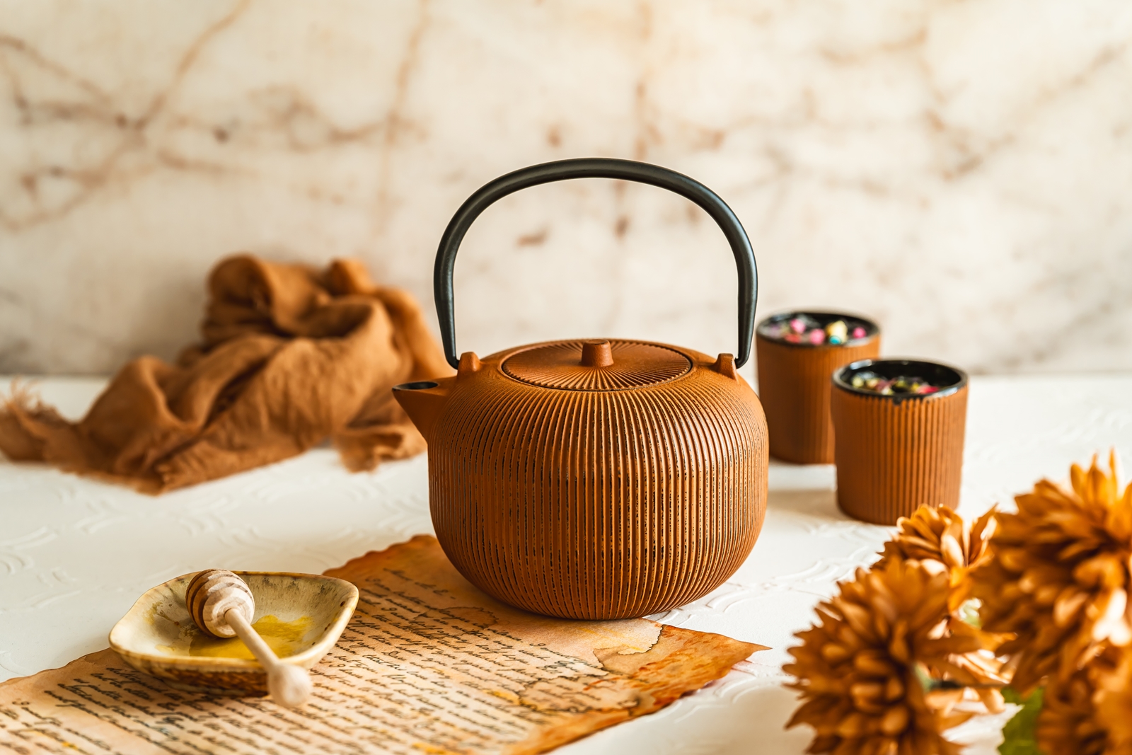 Żeliwny dzbanek 1L SEBASTIANO rdzawy Cast Iron Teapot 1L SEBASTIANO rusty - obrazek 3