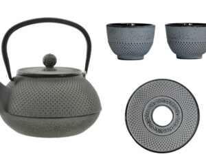 Żeliwny dzbanek zaparzacz  0,8 l GIFT zestaw SZARY Cast iron japanese teapot 0,8L GIFT SET GREY
