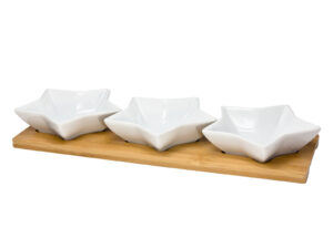 Ceramiczny zestaw bambus patera i 3 miski GWIAZDKI Bamboo serie plate + 3 STAR dip bowls 24304220