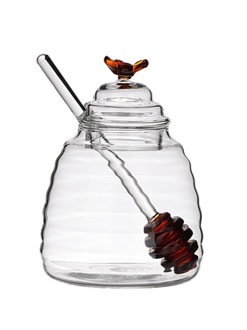 MPL Szklany pojemnik na miód PSZCZÓŁKA AMBER MPL Borosilicate glass honey pot with AMBER BEE