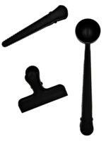 Gadget zestaw klipsów do kawy i miarka kolor czarn Gadget coffe bag clip 3 pcs black coating 22082540