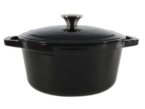 Żeliwny garnek z pokrywą 21 cm CZARNY emaliowany CAST IRON Casserole 20 cm BLACK enamel 23460120